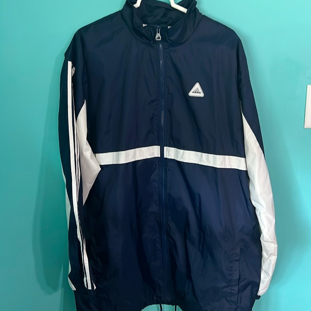 Adidas Two Toned Full Zip Windbreaker Jacket L